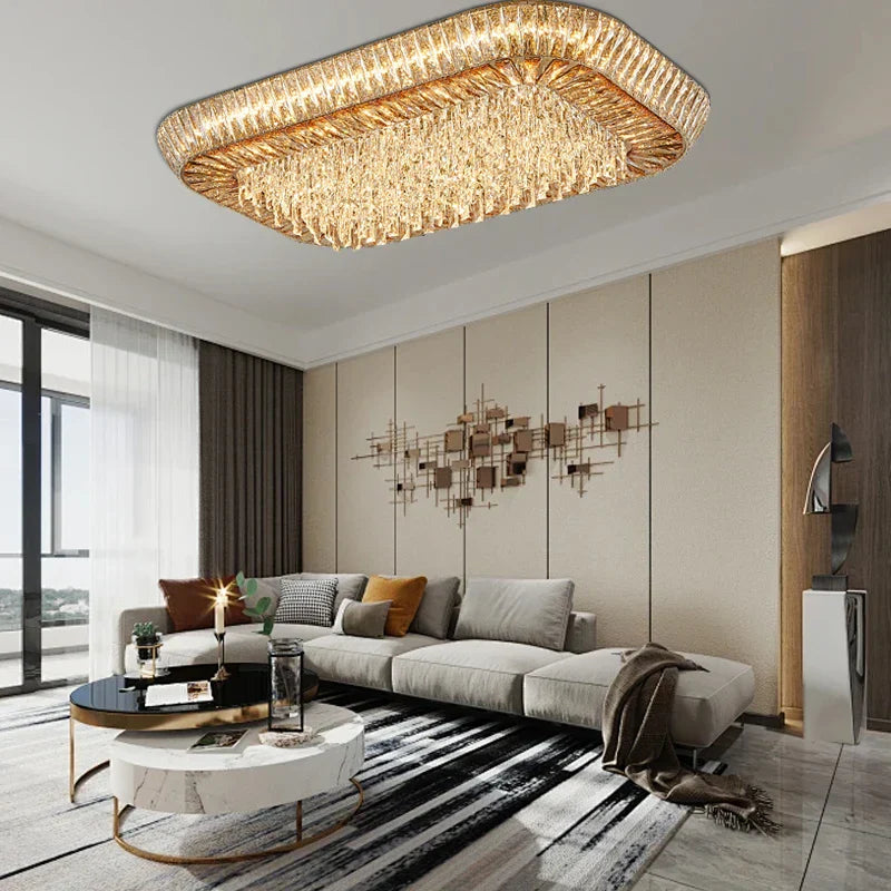 Amber Crystal Ceiling Chandelier: Luxe LED Home Decor Light Fixture