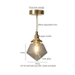 Glass LED Pendant Lights Japanese Brass Hanging Lamp for Kitchen Living Room