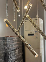 Modern LED Spiral Chandelier Cylinder Gold Chrome for Penthouse Villa