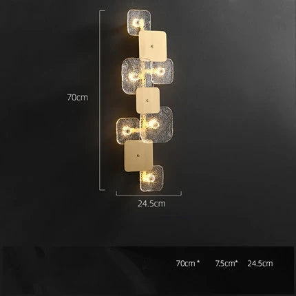 Art Deco Golden Copper Glass Chandelier LED Lighting Fixture