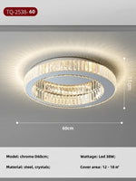 Modern K9 Crystals Dimmable LED Ceiling Light - Art Decor Luminarias