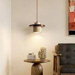 LED Pendant Lamp Yellow Travertine Wood Nordic Minimalism Hanging Light