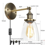 Vintage Single Arm LED Wall Lamp Iron Glass Retro Stair Light