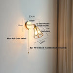 Gray Glass LED Wall Lights, Pull Chain Switch, Modern Nordic Design