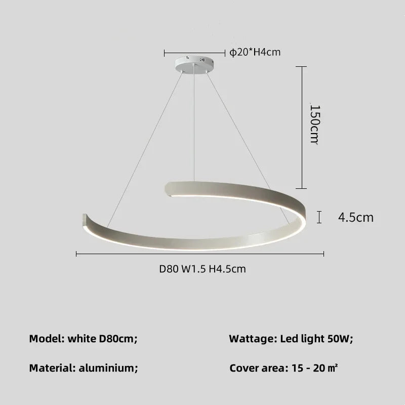 Black LED Chandelier Pendant Light for Foyer Stairs Bar, Minimalist Indoor Hanging Lamp