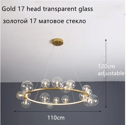 Glass Ball LED Chandelier: Modern Nordic Style for Living, Dining, Kitchen, Study