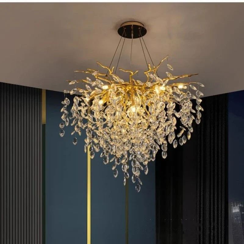 Afralia™ Crystal G9 Chandelier: Luxury Living Room Branch Pendant Lights, Modern LED Luminarias