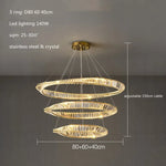 Luxury Gold Crystal Pendant Lights Dimmable LED Modern Living Room Fixture