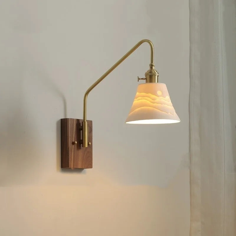 Copper Ceramic LED Wall Lamps Modern Style for Bedroom Living Room Bar