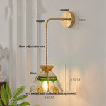 Glass LED Wall Light Fixture with Adjustable Wire, Pull Chain Switch for Bedroom, Coffee Shop