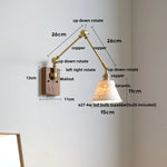 Walnut Wood LED Wall Light with Pull Chain Switch & Rotatable Amber Glass