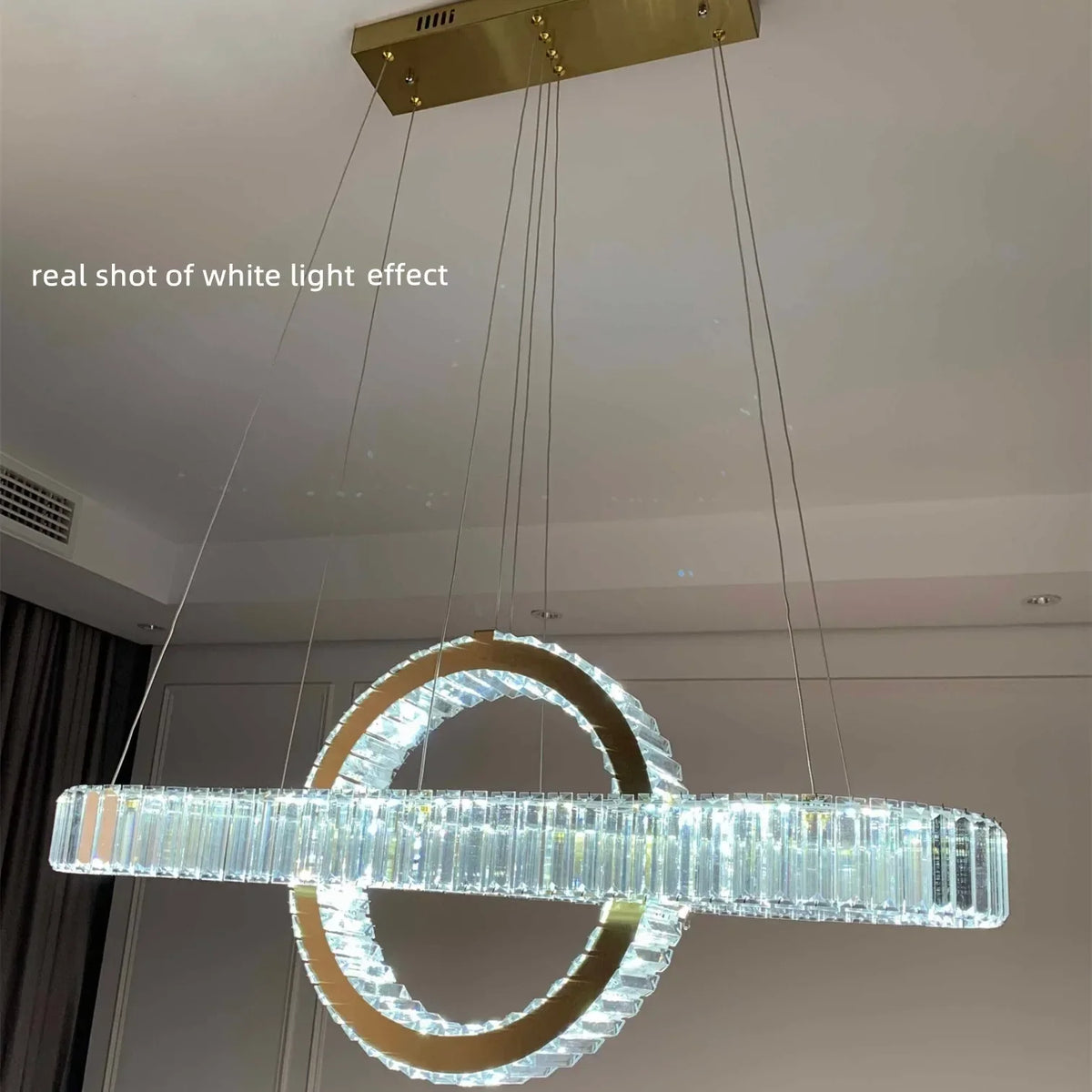 Afralia™ Oval Chrome Gold Steel LED Pendant Lights with Crystals - Dimmable Dining Room Hanging Lamp