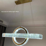 Afralia™ Oval Chrome Gold Steel LED Pendant Lights with Crystals - Dimmable Dining Room Hanging Lamp