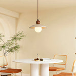 Yellow Travertine Glass LED Pendant Lights for Dining and Living Room