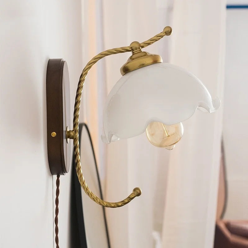 Iron Glass LED Wall Lights Modern Bedside Lamp 4w Bulb for Bathroom Bedroom Living Room