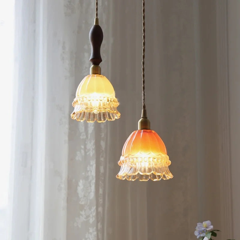 Pink LED Wood Pendant Lamp 200cm Adjustable Wire Nordic Modern Hanglampen