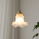 White Glass Copper LED Hanging Lamp Pendant Light Fixtures - Nordic Modern Style