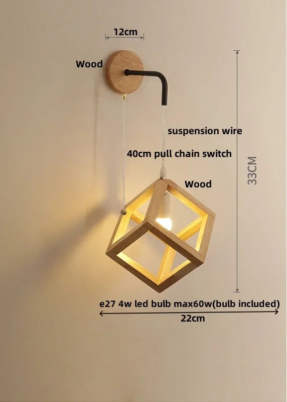 Afralia™ Wood Cube LED Wall Lamp - Modern Nordic Design for Home Decor