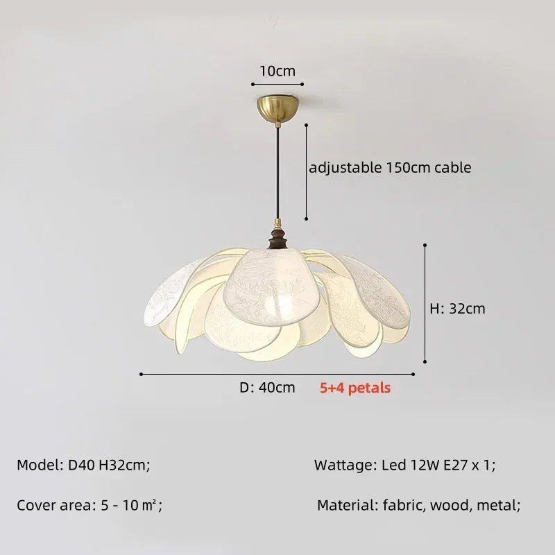 Nordic Creamy E27 LED Pendant Chandelier: French Bedroom Retro Dining Room Lamp