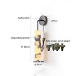 Carbon Steel LED Wall Lamp with Pull Chain Switch & Marble Stone Fixtures