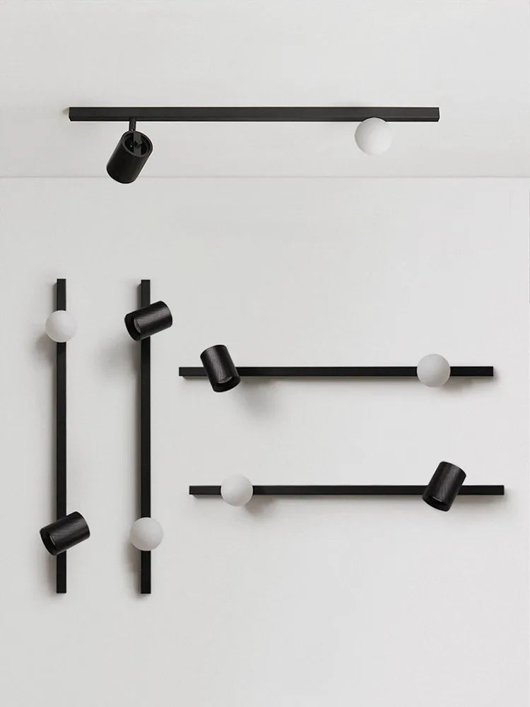 Long Strip Art Decorative Wall Lamp, Solid Wood, Black/White, Wall Mounted