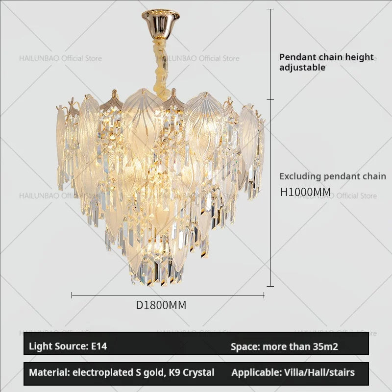 French Crystal Chandelier Cream Wind Lighting Elegant Luxury Lights
