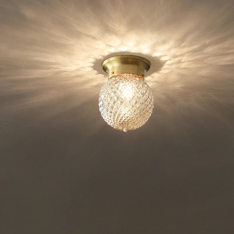 Copper Glass Ball LED Ceiling Light - Modern Style Indoor Lighting Fixtures