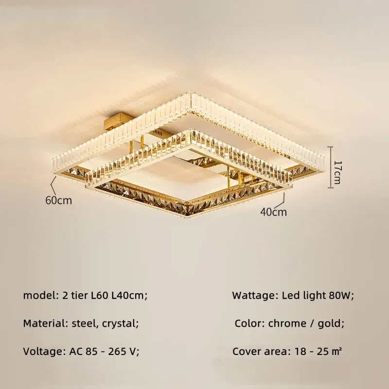 Crystal LED Ceiling Chandelier: Smart Dimmable Bedroom Lighting Fixture