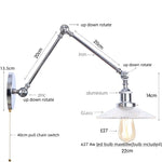 White Glass Swing Arm LED Wall Sconce for Industrial Loft, Coffee, Hallway