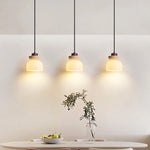 Afralia™ White Glass LED Pendant Lamp Yellow Travertine Nordic Modern Interior Lighting