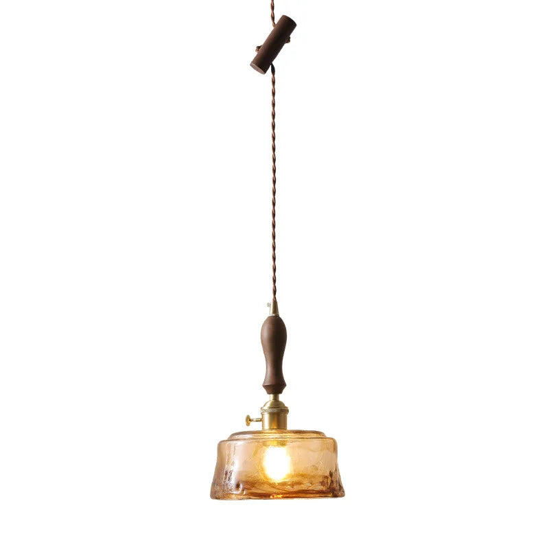Amber Glass Pendant Lamps Copper Modern Hanging Lights for Living Dining Bedroom