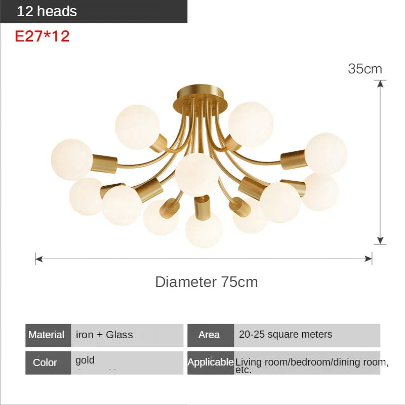 Postmodern Glass Ball Ceiling Lamp Luxury Nordic Interior Dining Room Lighting