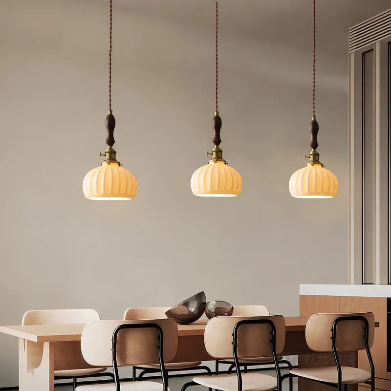 Ceramic Copper Chandelier LED Pendant Light Modern Hanging Lamp for Home Decor