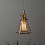 Glass LED Pendant Lights Japanese Brass Hanging Lamp for Kitchen Living Room