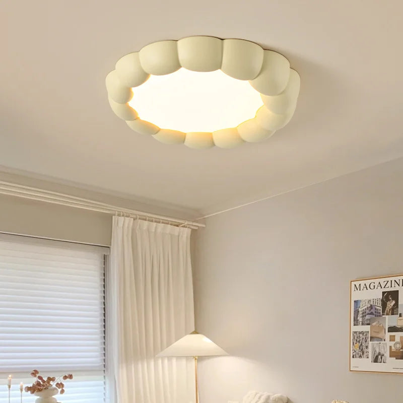 Nordic Flower LED Ceiling Light Cream Green White Round Bedroom Hotel Bathroom Afralia™