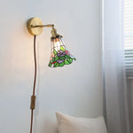 Rotatable Flower Glass LED Wall Sconce with Pull Chain Switch for Home Decor