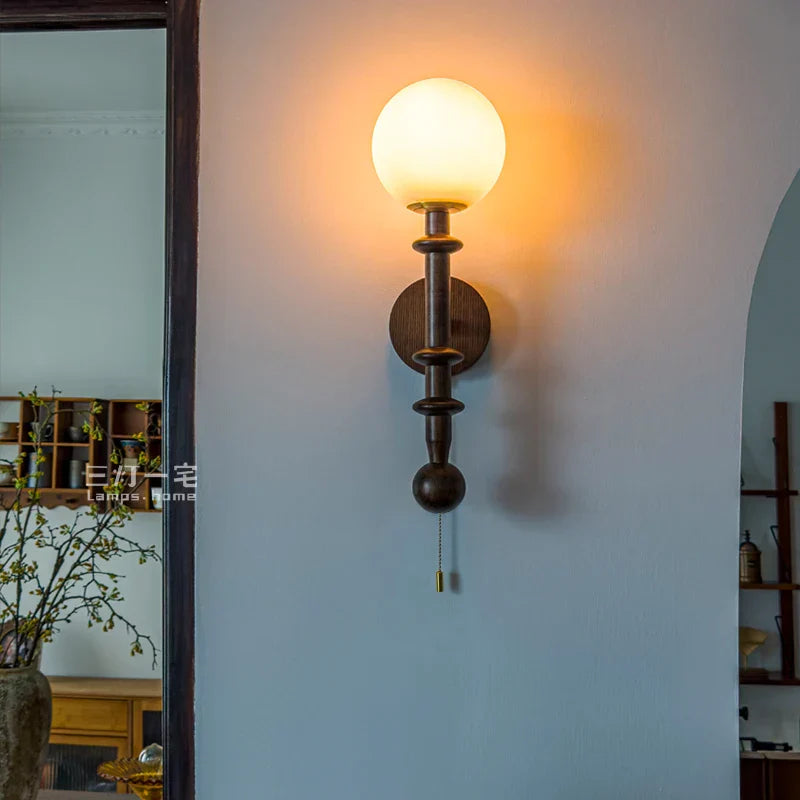 Afralia™ White Glass LED Wall Lamp French Vintage Living Room Bedroom Light