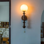 Afralia™ White Glass LED Wall Lamp French Vintage Living Room Bedroom Light