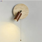 Wabi Sabi LED Wall Sconce, Pull Chain, Rotate Wood Mirror Light