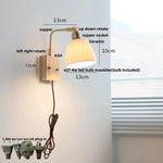 Walnut Brass Ceramic LED Wall Sconce | Modern Nordic Rotatable Stair Light