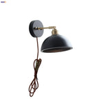 Wood Copper Wall Sconce Modern LED Fixture Bedside Lamp Bar Rotate Black