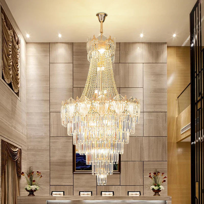 Elegant Simple Staircase Chandelier LED Livingroom Villa Creative Hotel Lighting