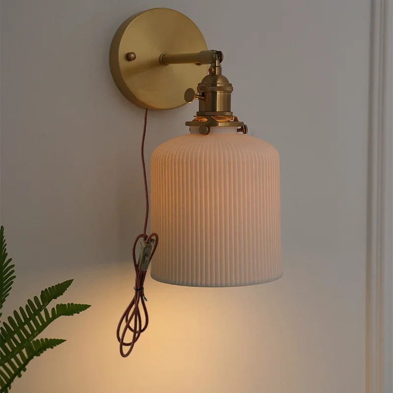Ceramic Knob Switch Wall Light by IWHD - Modern LED Sconce for Bedroom, Hallway & Bathroom