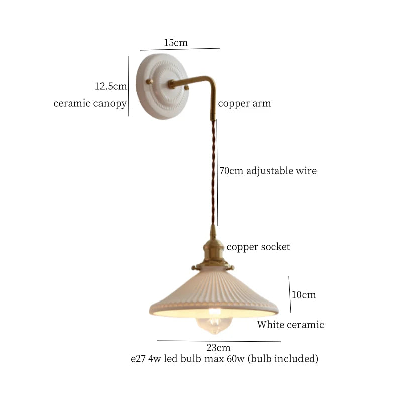 Polka Dot Ceramic LED Wall Lamp Adjustable Wire Interior Wall Sconces