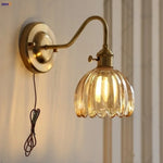 Glass Copper Knob Switch LED Wall Sconce - Modern Nordic Design