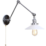White Glass Swing Arm LED Wall Sconce for Industrial Loft, Coffee, Hallway