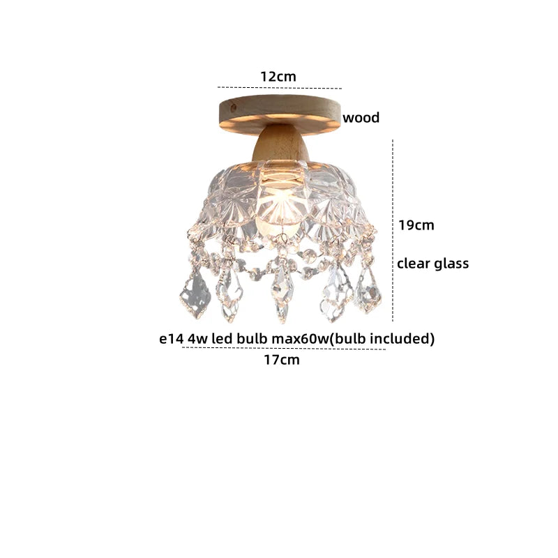 LED Ceiling Lamp Modern Style Wood Glass Luminaria