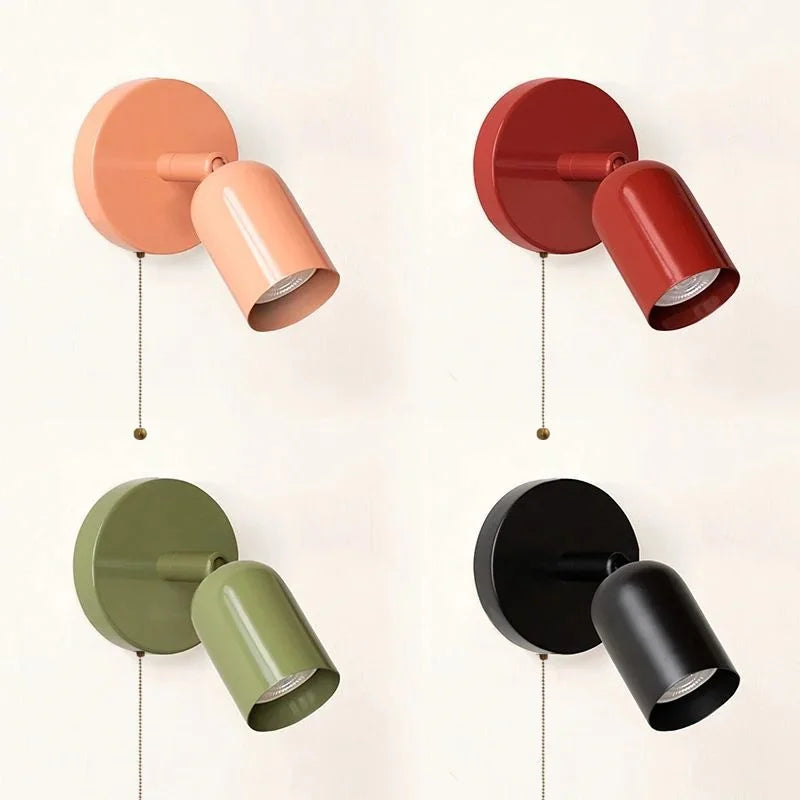 LED Wall Sconce Pull Chain Switch Cream Style Stair Light Fixture