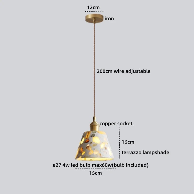 Terrazzo Wood LED Pendant Light for Stylish Home Decor