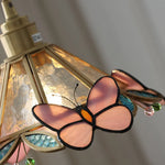 Butterfly Glass Flower LED Pendant Lamp – Tiffany Style Adjustable Hanging Lamp